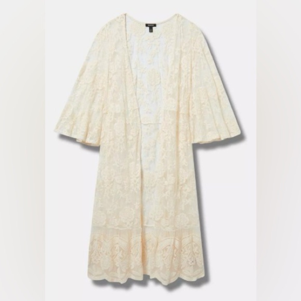 Torrid Mesh Embroidered Kimono NWT